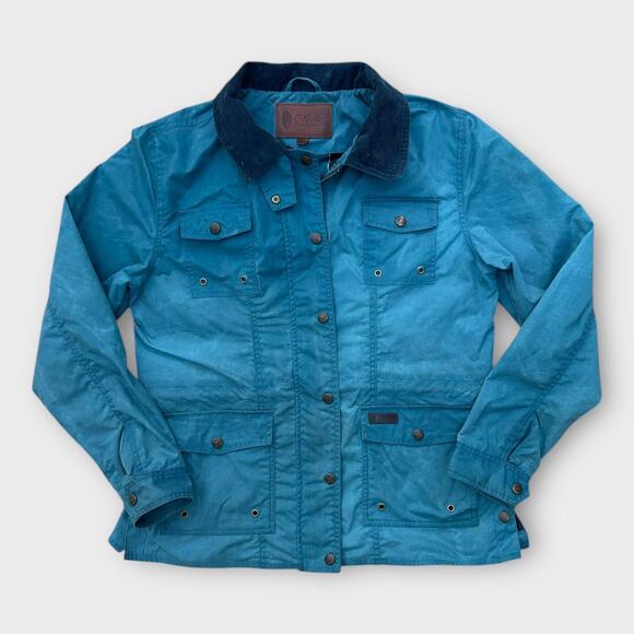 Outback Trading Co. Waxed Oilskin Canvas Barn Coat Women's Sz Medium Teal Blue - Picture 1 of 16